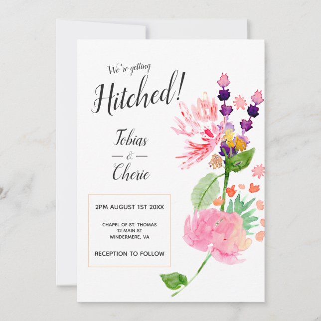 Invitation de mariage floral 'Nous nous marions' (Devant)