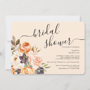 Invitation de mariage floral pêche