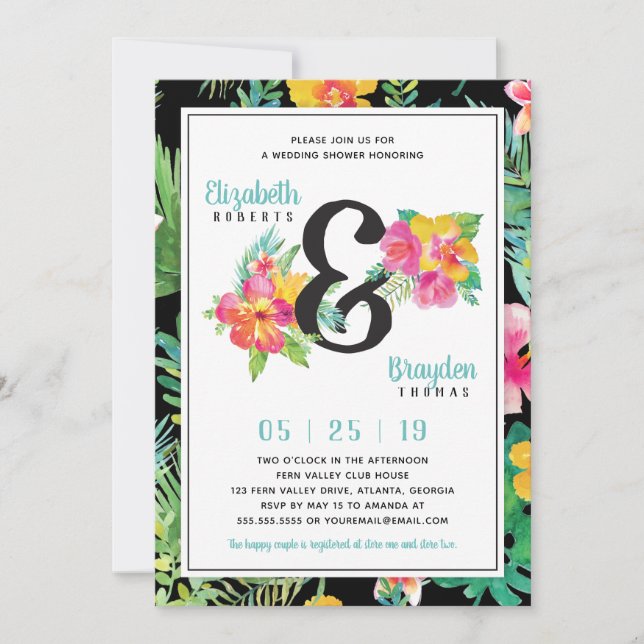 Invitation de mariage floral pour une fête prénupt (Devant)