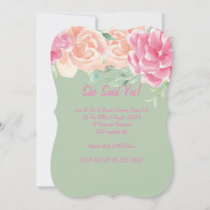Invitation de mariage floral vert 