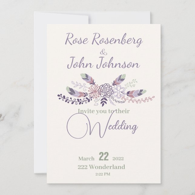 Invitation de mariage florale (Devant)