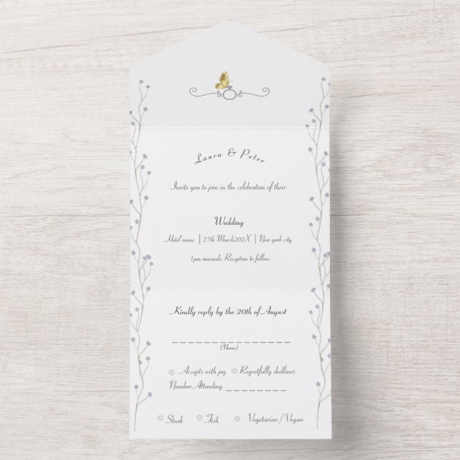 Invitation de mariage florale à la lavande (À l'intérieur)