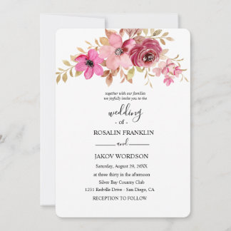 Invitation de mariage florale à l'aquarelle