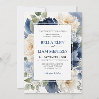 Invitation de mariage florale à l'aquarelle élégan
