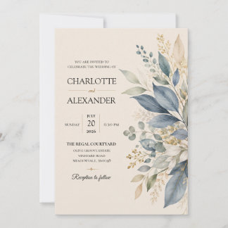 Invitation de mariage florale à l'aquarelle élégan