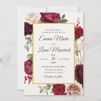 Invitation de mariage florale à l'aquarelle élégan