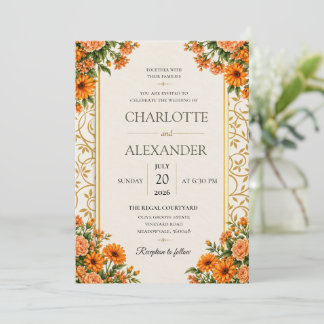 Invitation de mariage florale à l'aquarelle élégan