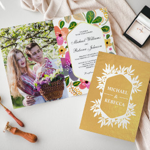 Invitation de mariage florale aquarelle vibrante f