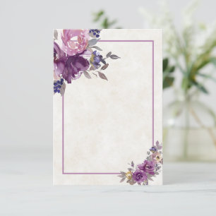 Invitation de mariage florale aquarelle violette b