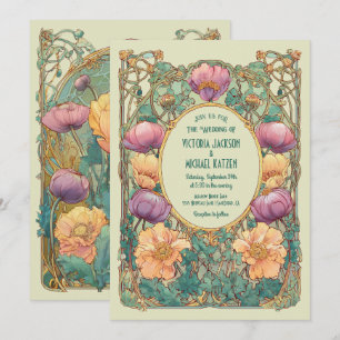 Invitation de mariage florale Art Nouveau