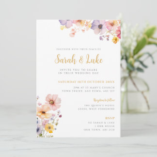 Invitation de mariage florale aux fleurs sauvages