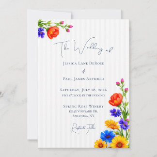 Invitation de mariage florale aux fleurs sauvages