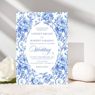 Invitation de mariage florale aux roses bleues nav