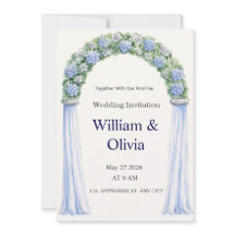 Invitation de mariage florale bleue