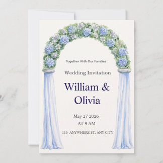 Invitation de mariage florale bleue