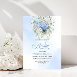 Invitation de mariage florale bleue classique en o