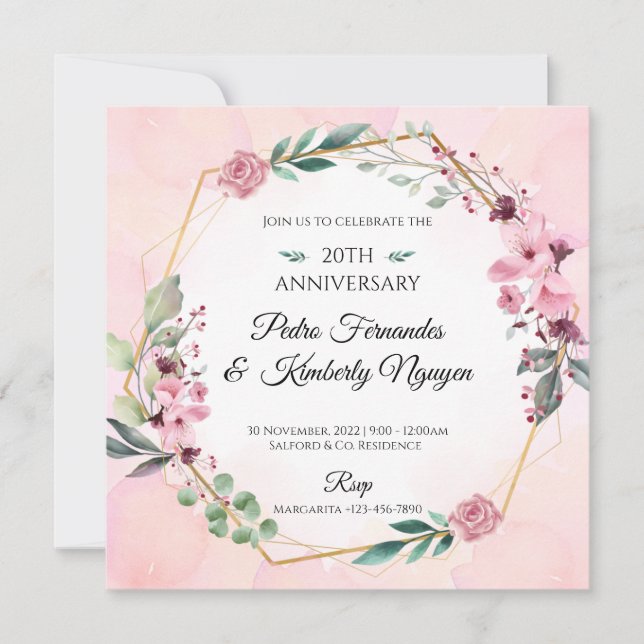 Invitation de mariage florale classique (Devant)