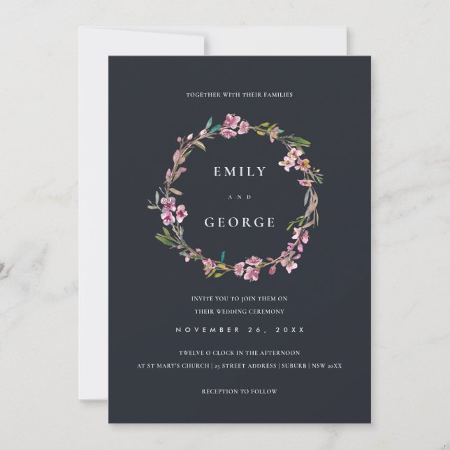 INVITATION DE MARIAGE FLORALE DE FLORAUX DE LA FLO (Devant)