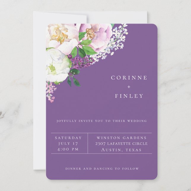 Invitation de mariage florale de jardin de lilas r (Devant)