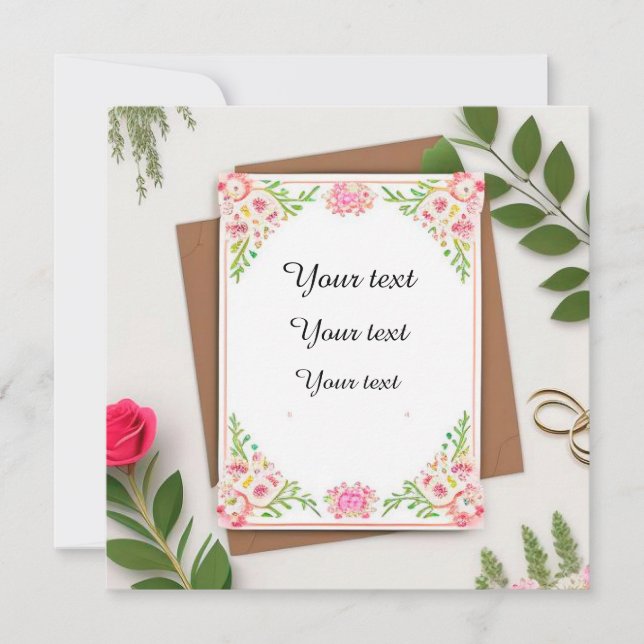 Invitation de mariage florale élégante (Devant)