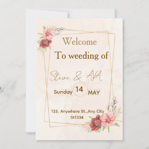 Invitation de mariage florale élégante, Co pastel