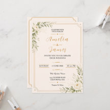 Invitation de mariage florale élégante minimaliste
