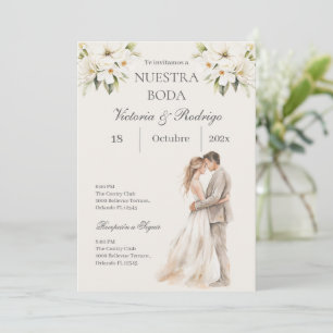 Invitation de mariage florale en espagnol