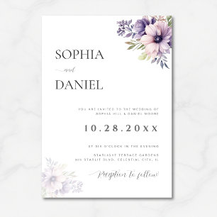 Invitation de mariage florale lavande minimaliste