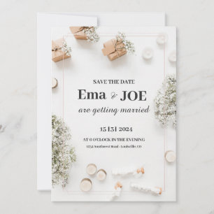 Invitation de mariage florale minimaliste, élégant
