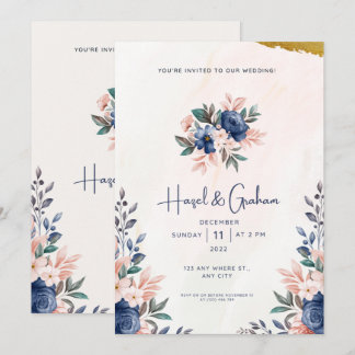 Invitation de mariage florale moderne élégante à p