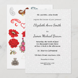 Invitation de mariage florale Paisley Élégante Rom