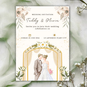 Invitation de mariage florale personnalisée