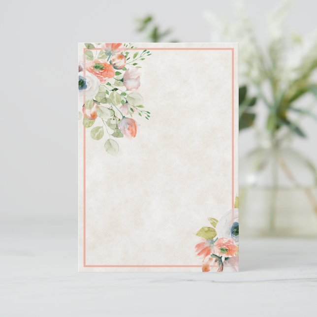 Invitation de mariage florale rose et bleue Budget (Debout devant)