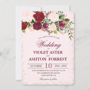 Invitation de mariage florale shabby chic