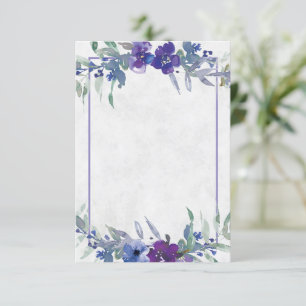 Invitation de mariage florale violette et bleue bu