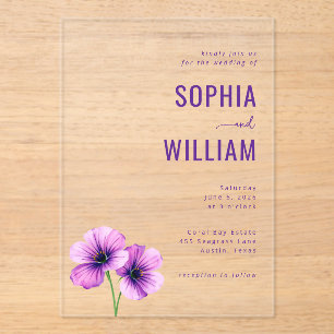 Invitation de mariage florale violette sophistiqué
