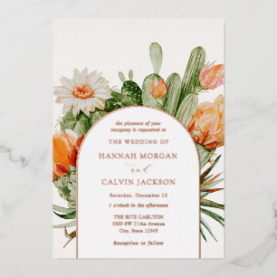 Invitation de Mariage Foil Cactus Boho