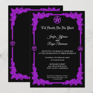 Invitation de mariage gothique à l'éclat violet ma