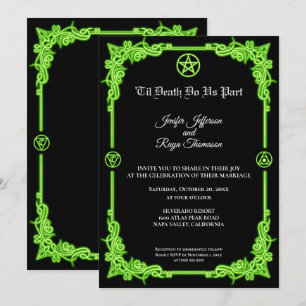 Invitation de mariage gothique à lueur verte ensor