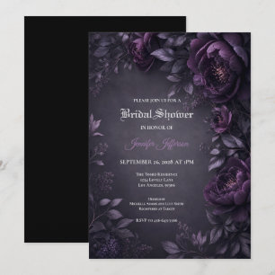 Invitation de mariage gothique aux fleurs violette