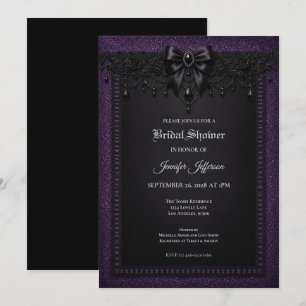 Invitation de mariage gothique dentelle noir viole