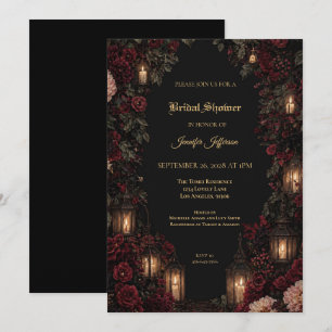 Invitation de mariage gothique floral burgonde