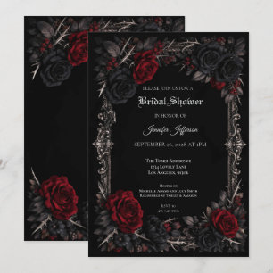 Invitation de mariage gothique floral Halloween