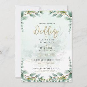Invitation de mariage Greenery Gold PHOTO LeahG