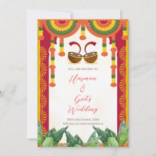 Invitation de mariage hindou Carte de dhol tambo