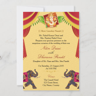 Invitation de mariage hindou indien royale Ganesha