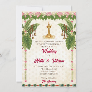 Invitation de mariage hindou traditionnel sud-indi