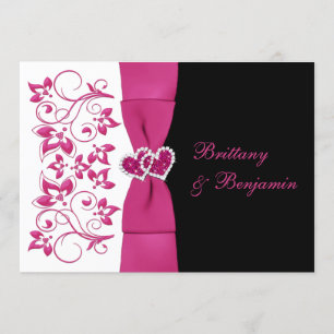 Invitation de mariage IMPRIMÉE RIBBON rose, blanc,