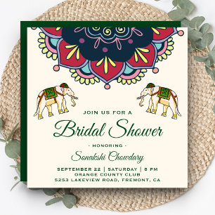 Invitation de mariage indien coloré Mandala pour l