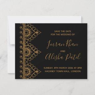 Invitation de mariage indien Desi au henné doré